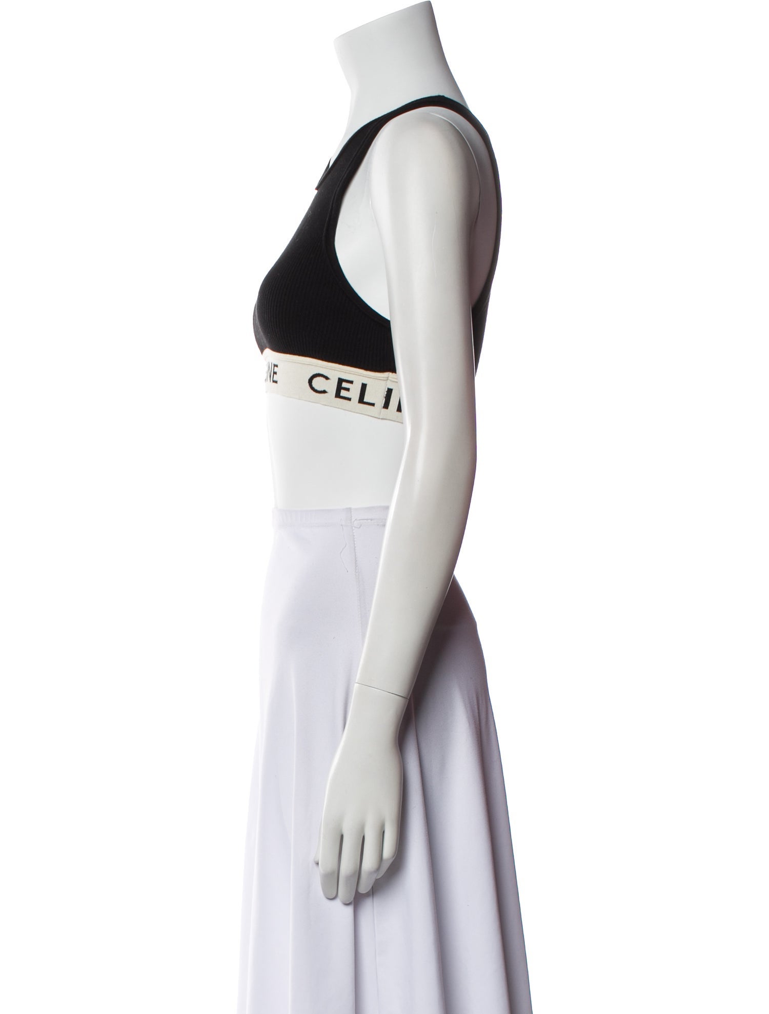 Celine Graphic Print Scoop Neck Crop Top